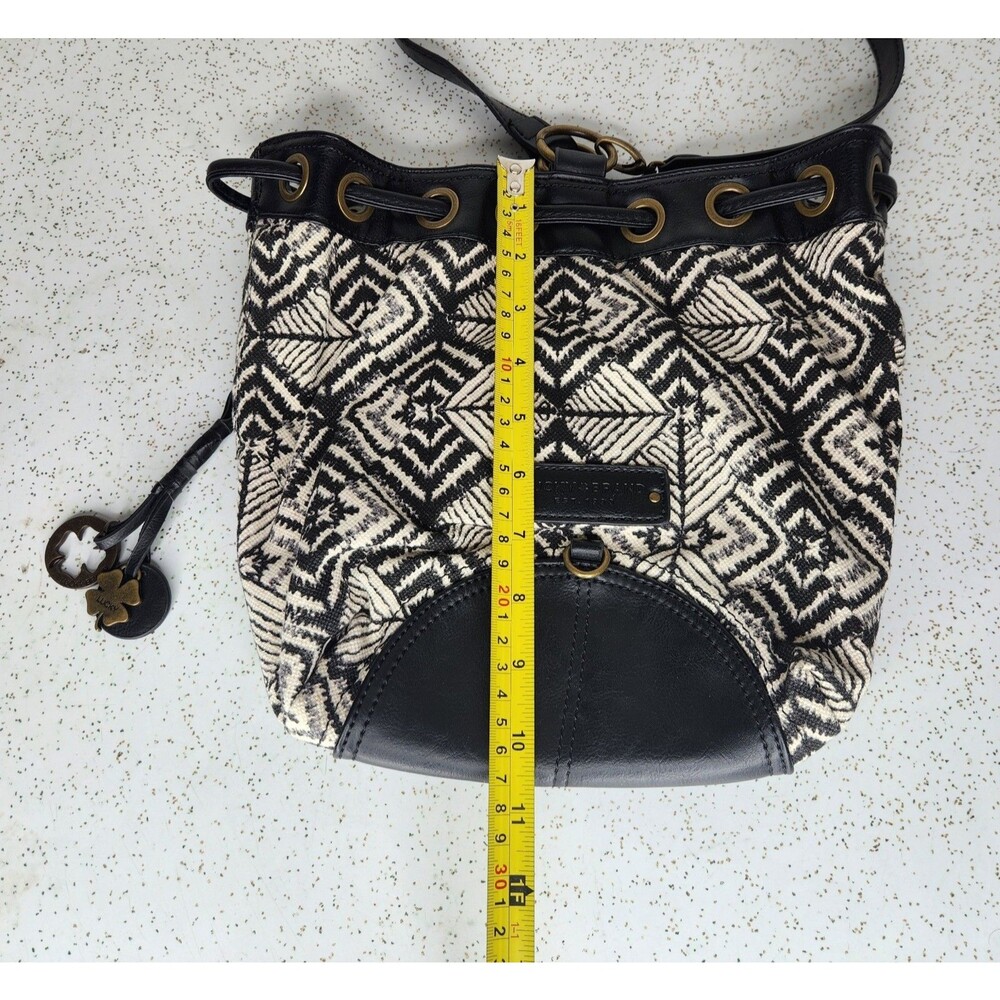 Lucky Brand Womens Bali Hai Sling Hobo Purse Bag Black/White Geometric Pattern - Picture 6 of 14